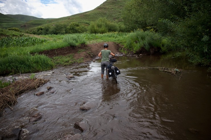 Bicycle Touring Lesotho - River Crossing