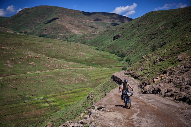Bike Touring Lesotho - Climbing Dirt Roads
