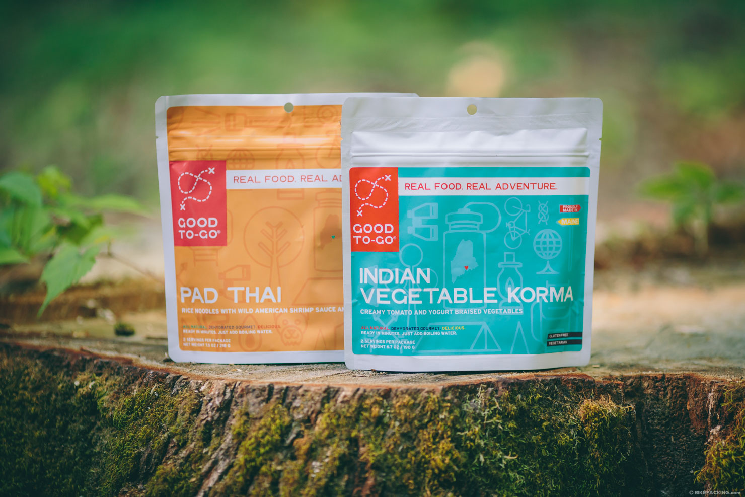 New Meals, Good To-Go dehydrated, indian vegetable korma, pad thai, bikepacking food