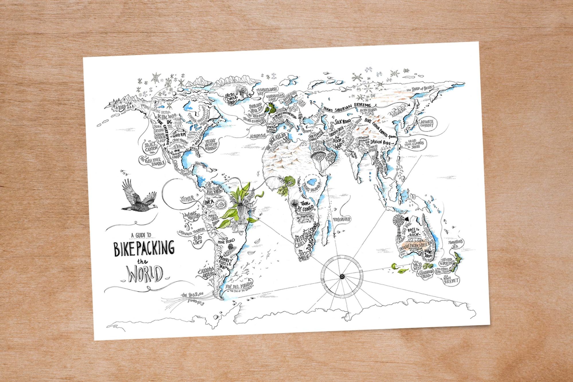 A Guide to Bikepacking The World, Map by Alex Hotchin