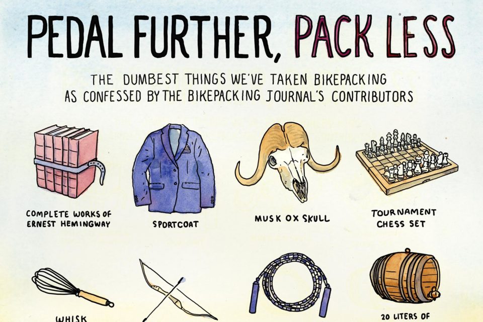 Pedal Further, Pack Less Watercolor Prints