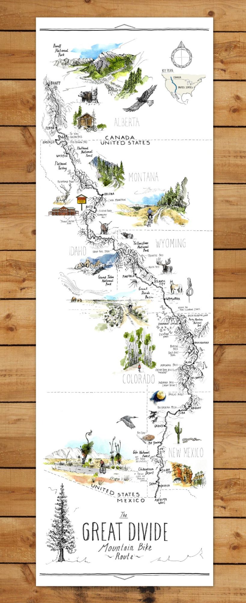 Printed Tour Divide Map, Alex Hotchin, GDMBR