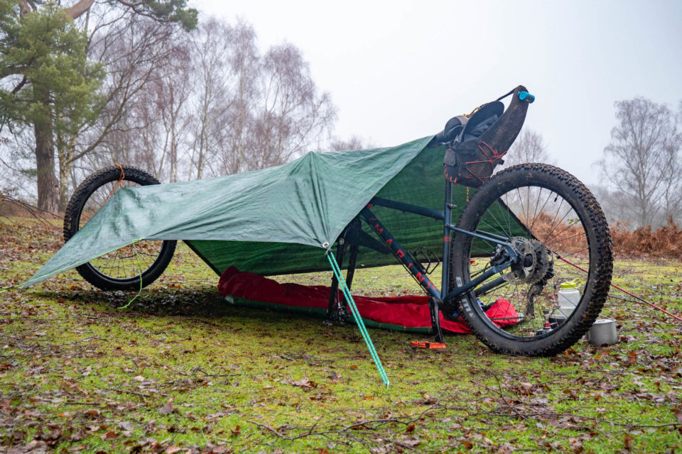 Set Up a Tarp Shelter Using Your Bike (Video)