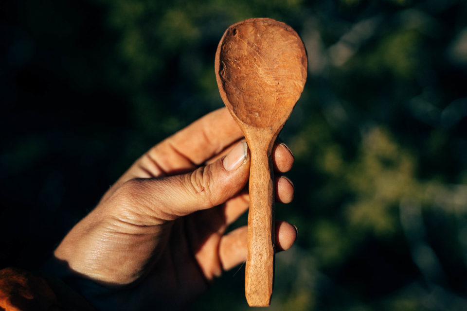 carving a wooden spoon, spoon making