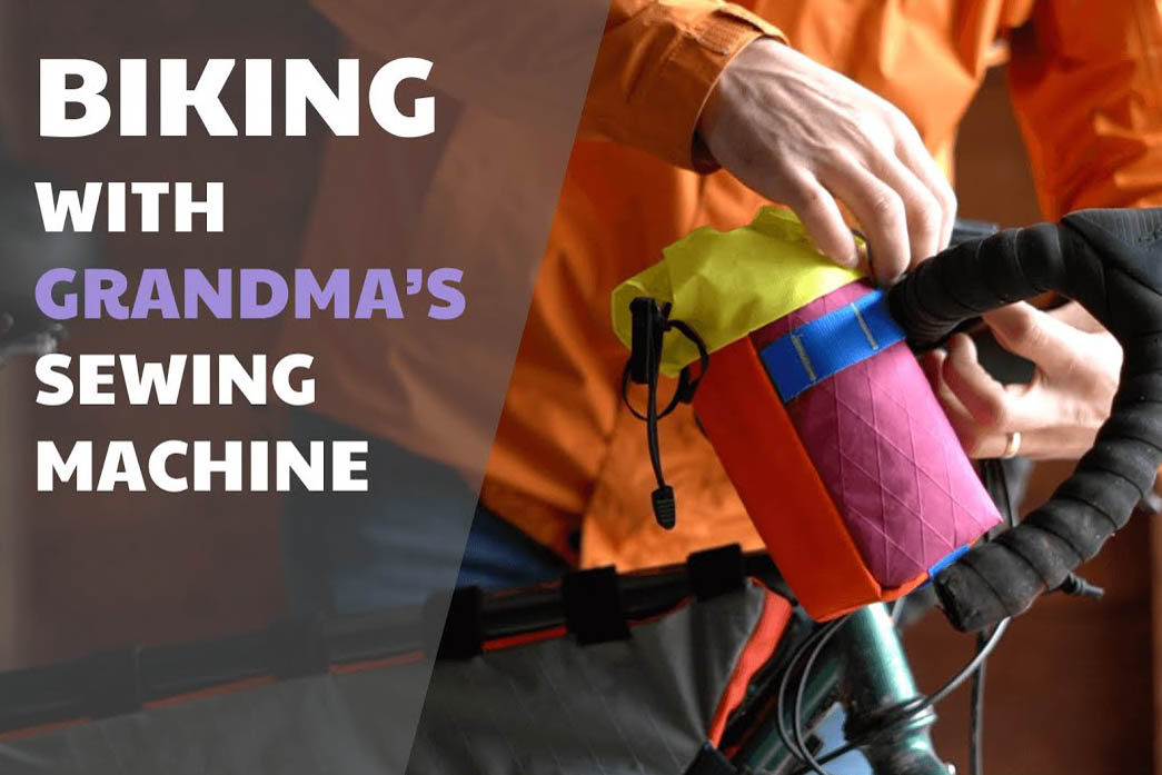 Biking with Grandma's Sewing Machine
