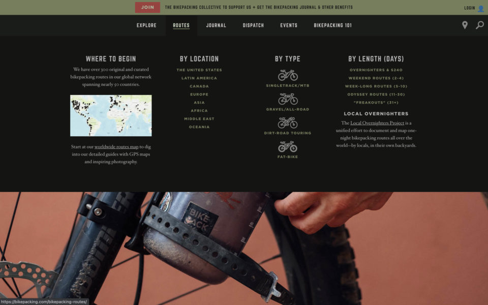 bikepacking.com New Navigation and site improvements