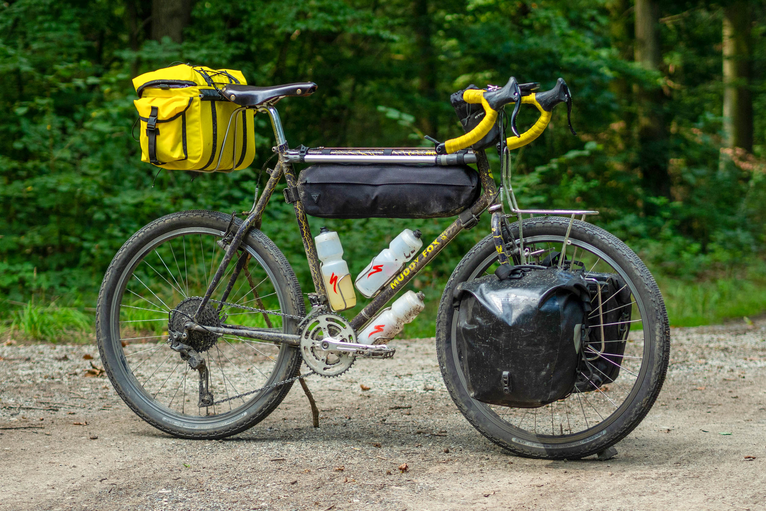 green muddy fox bike