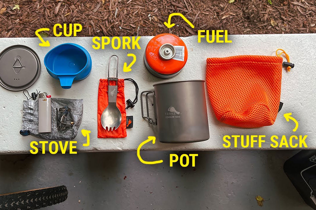 Queer Cyclist favorite cook kit for bikepacking video