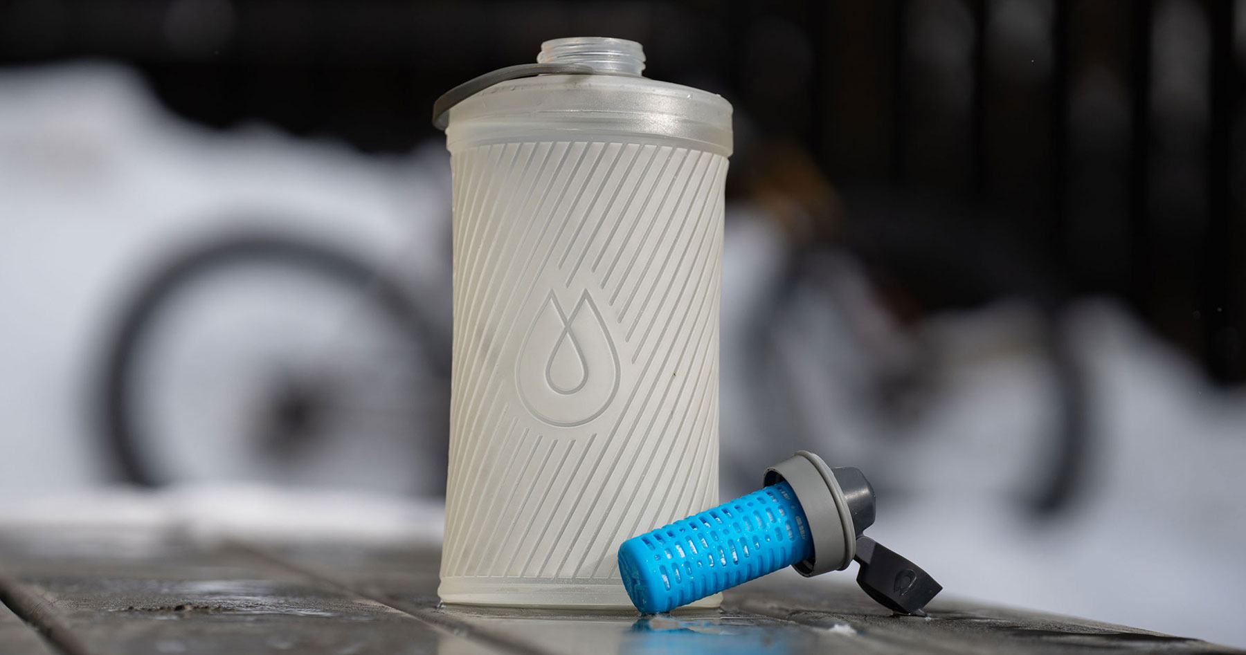 Hydrapak Flux 1.5l Soft Flask - Borraccia Morbida Compressibile Con Filtro, Leggera, Adatta A Zaini, Beccuccio Ad Alta Portata, Ultra Durevole