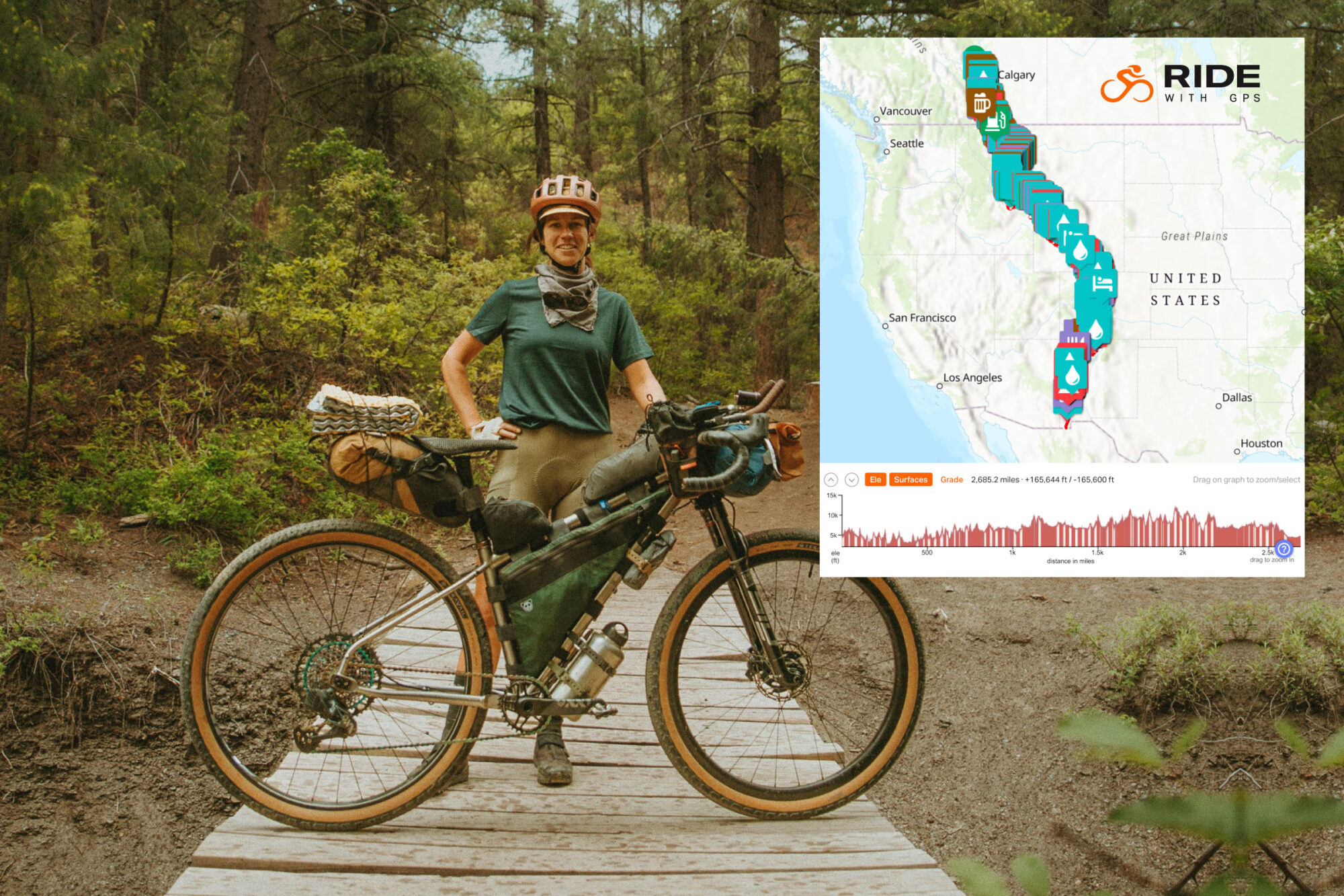 The 2023 Tour Divide Route Map with POIs by Sarah Swallow + Video Guide