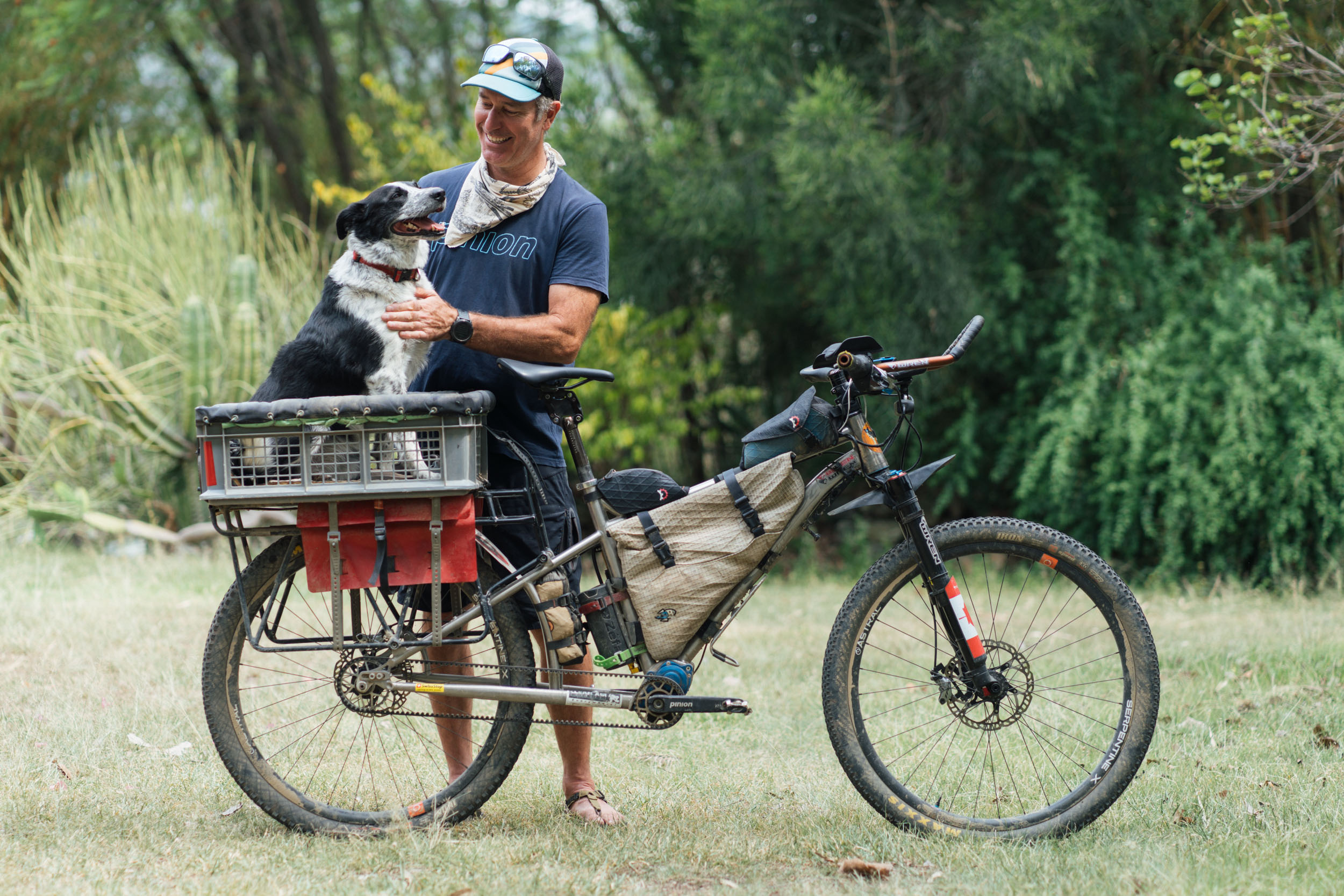 Bikepacking store with dog