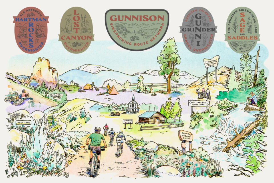 Gunnison Bikepacking Route Network Illustrations