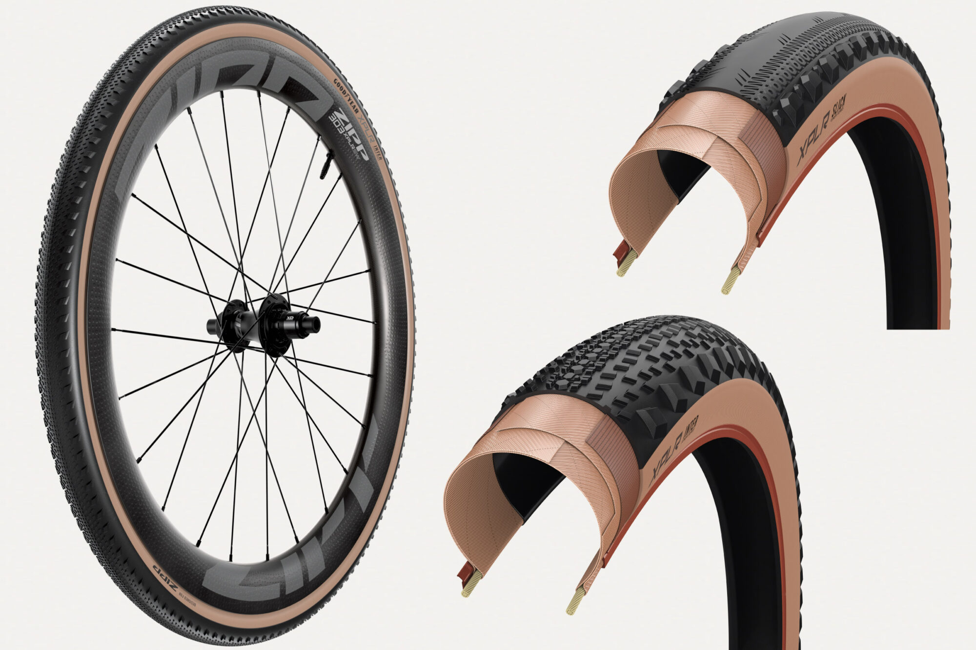 Zipp XPLR 303 SW Gravel Wheels, Goodyear XPLR Inter Gravel Tires
