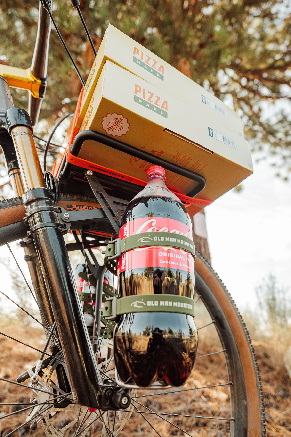 Old Man Mountain Pizza Rack has Three Pack Mounts BIKEPACKING