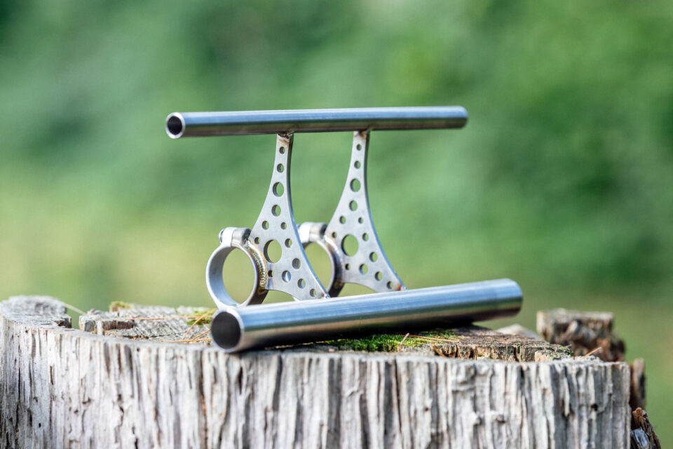 Mostly Forever Titanium Bedroll Harness Review, Handlebar Cradles