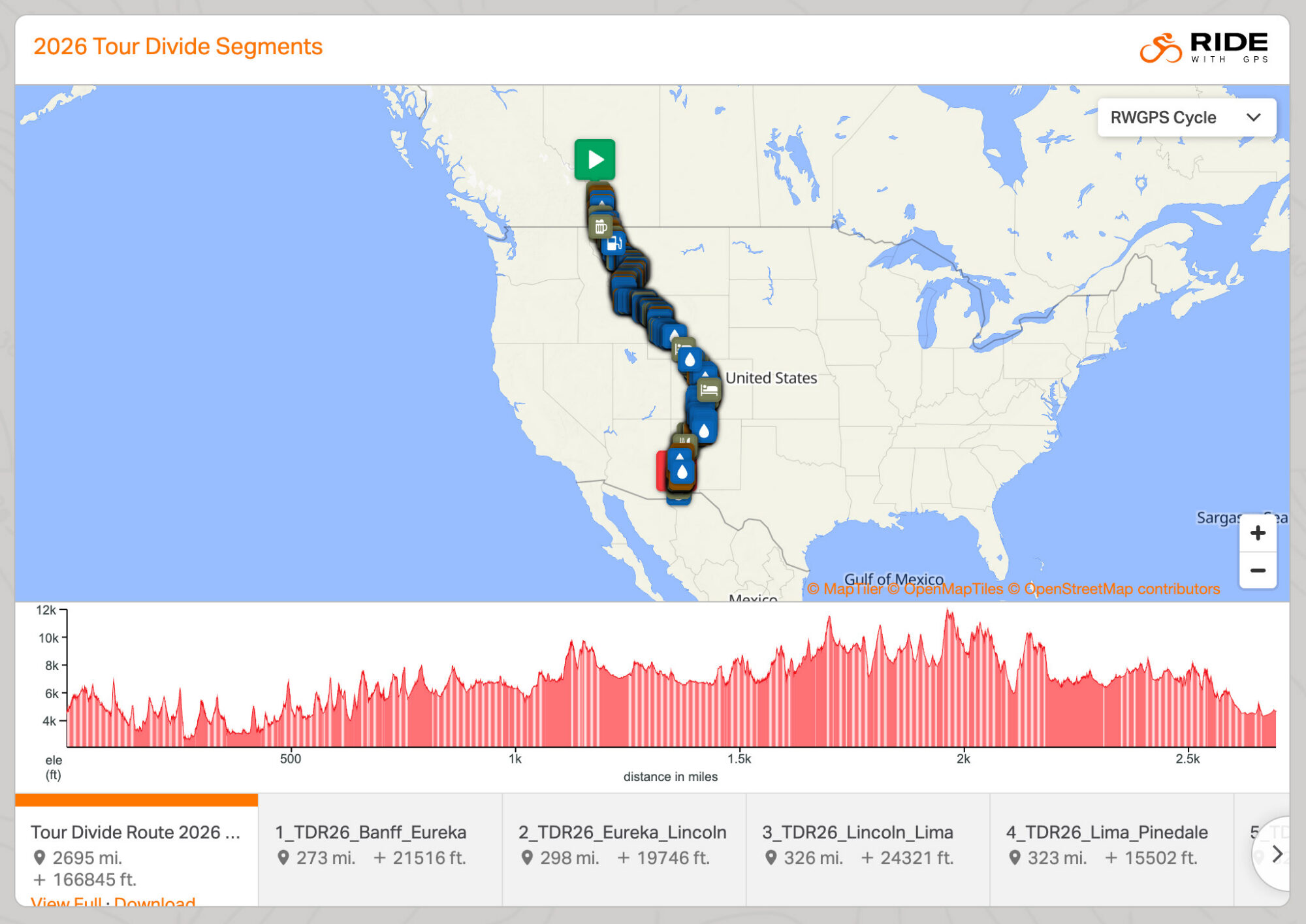 2026 Tour Divide Route