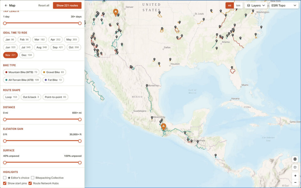 Bikepacking Routes Map Updates