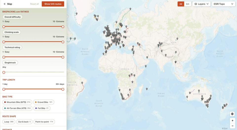 New Bikepacking Routes Map
