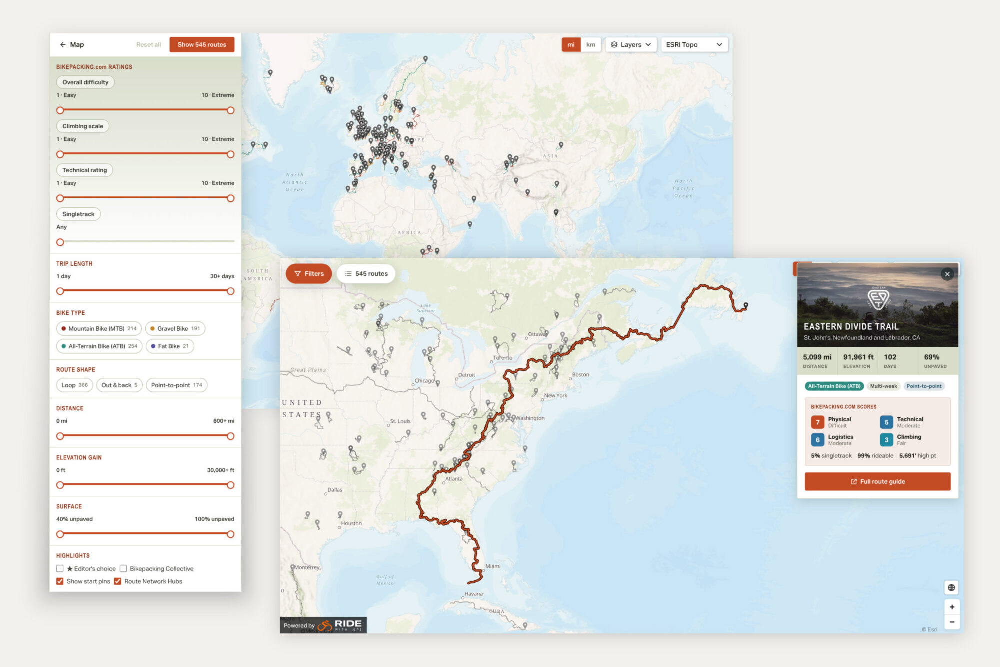New Bikepacking Routes Map